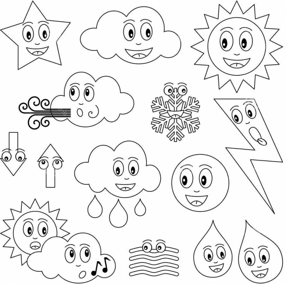 Sunny weather coloring page for kids