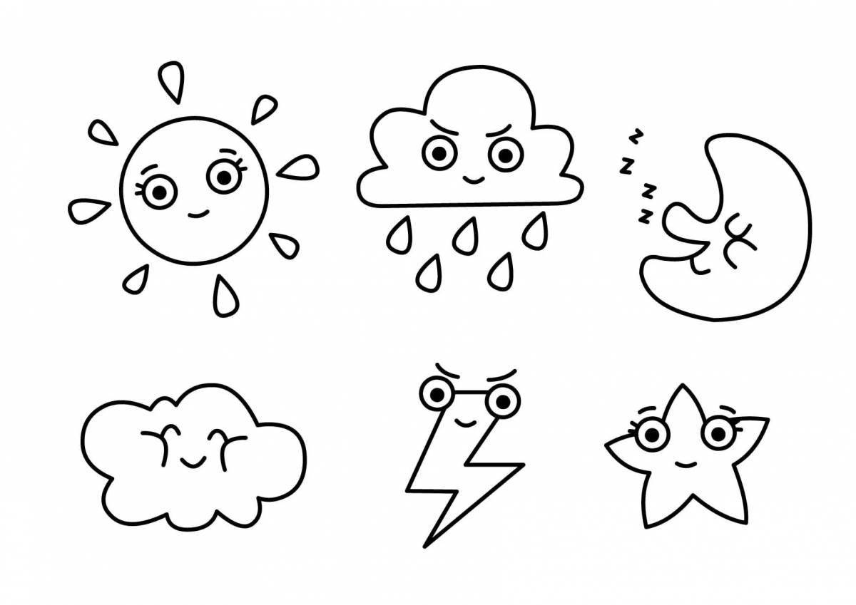 Rainy weather coloring page for kids