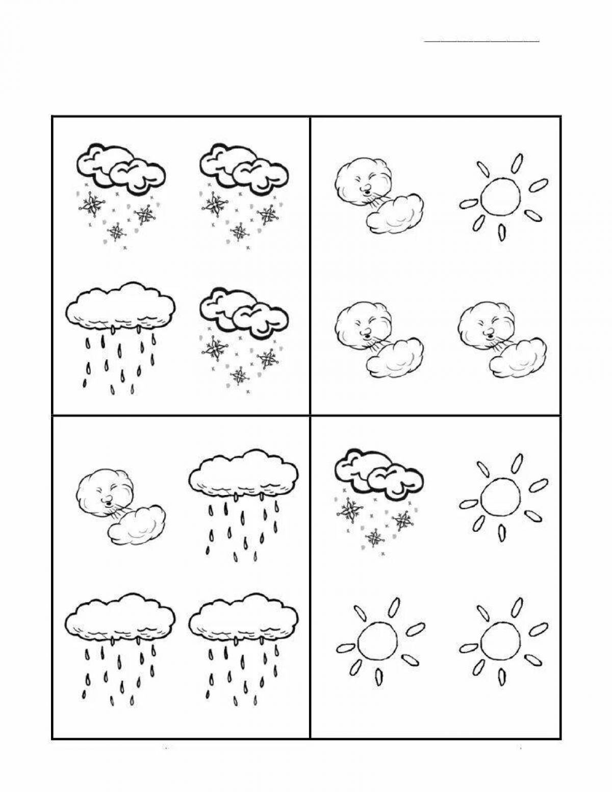 Coloring page windy weather for kids