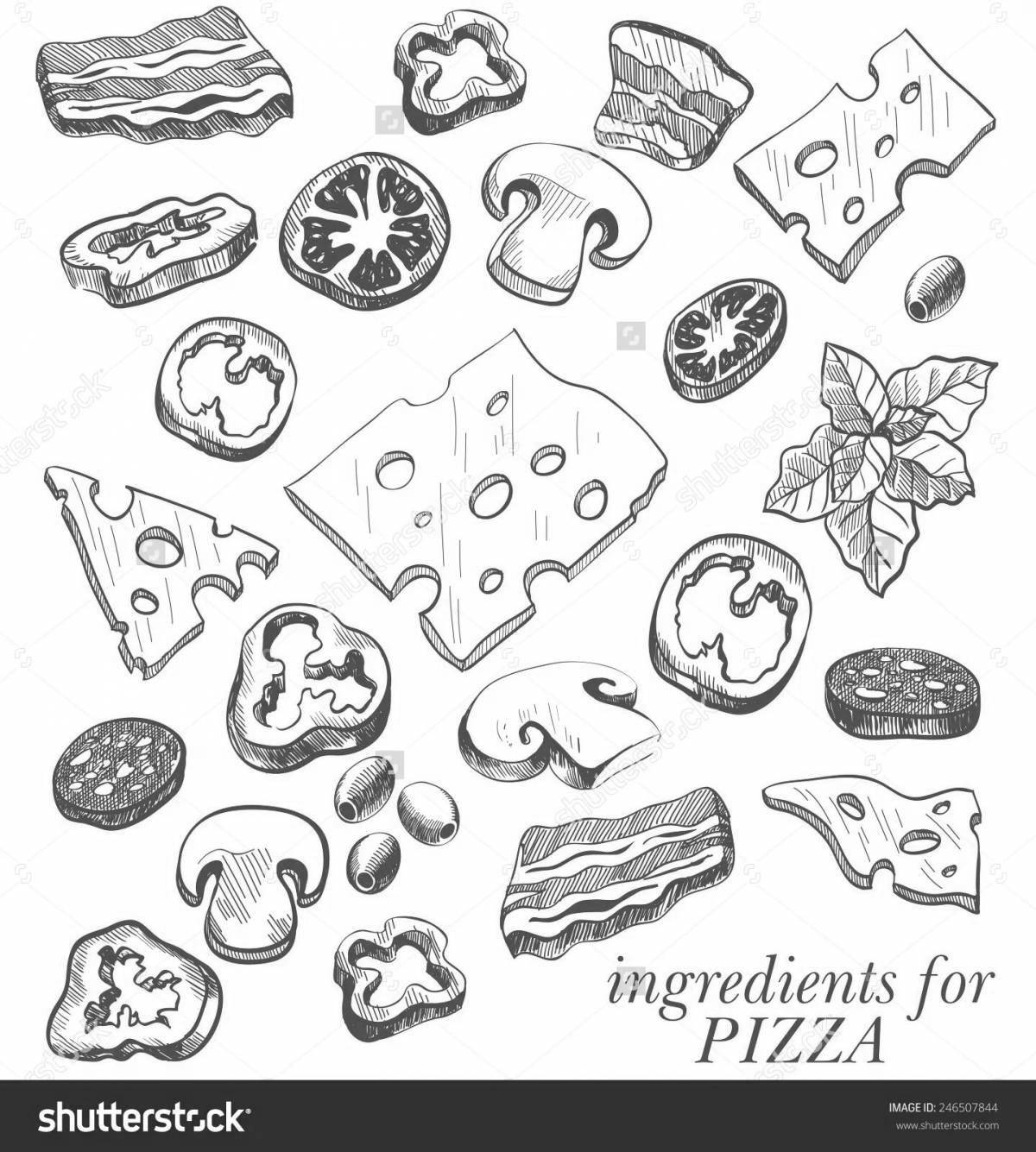 Pizza ingredients coloring page