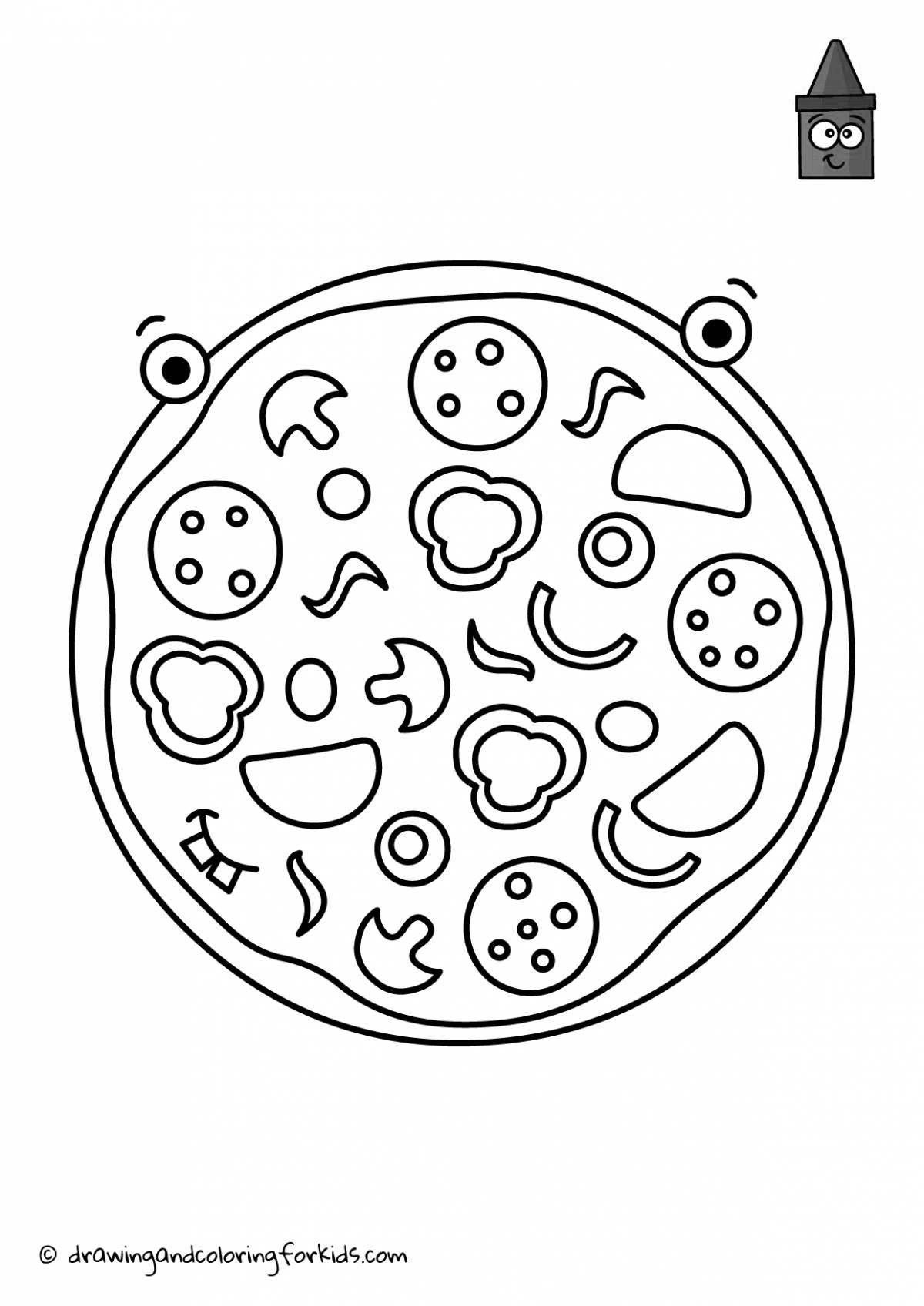 Adorable pizza ingredients coloring page