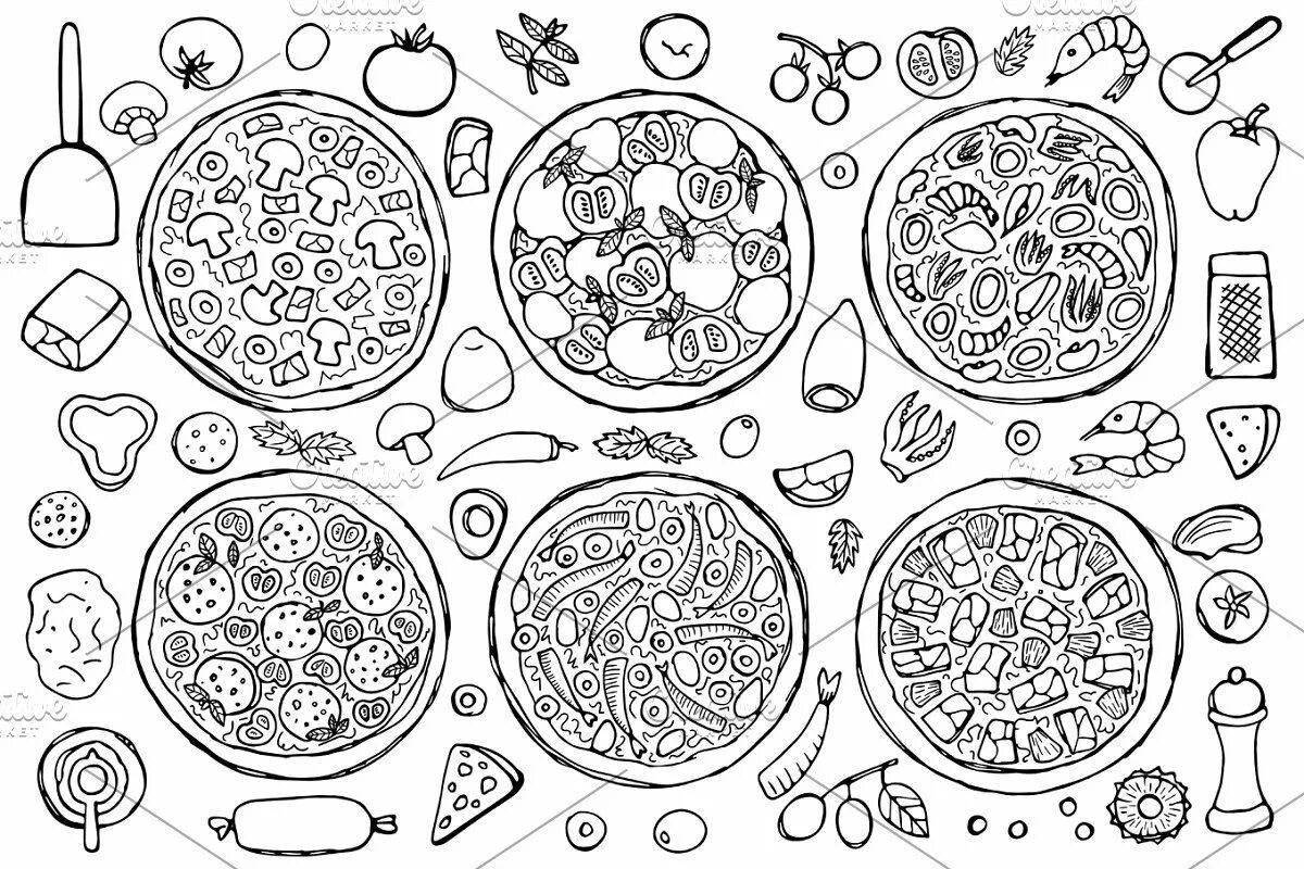 Привлекательная раскраска ингредиенты для пиццы