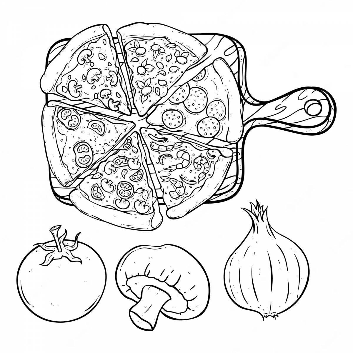 Great pizza ingredients coloring book