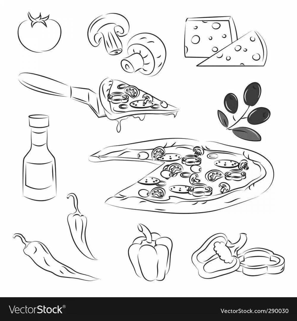 Grand pizza ingredients coloring page