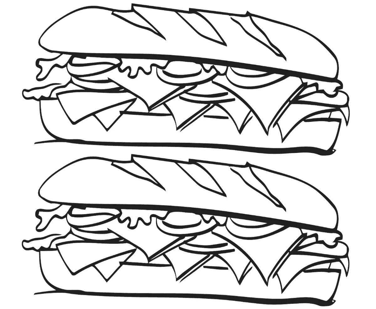 Веселая раскраска сэндвичей для детей