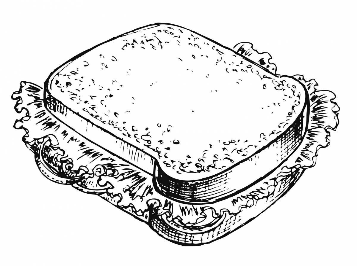 Раскраска «вкусный бутерброд» для детей