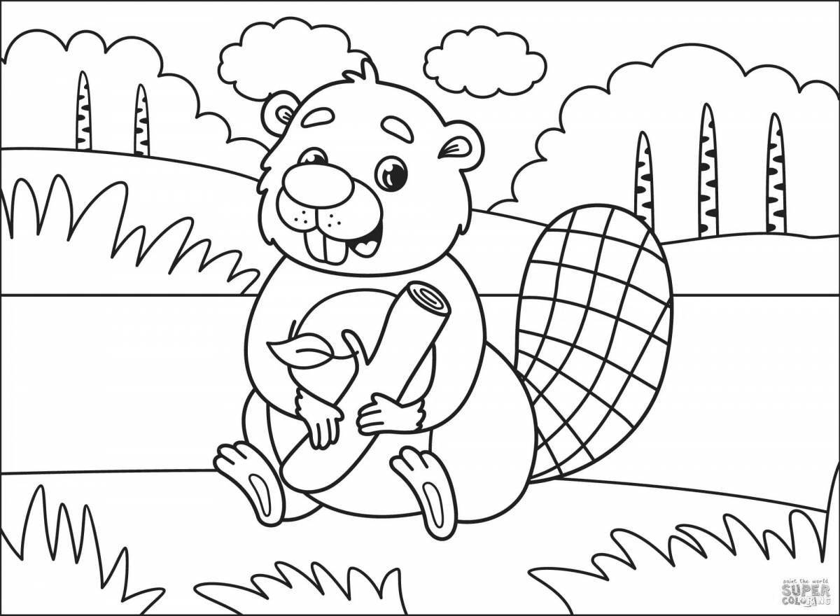 Beaver coloring book for kids