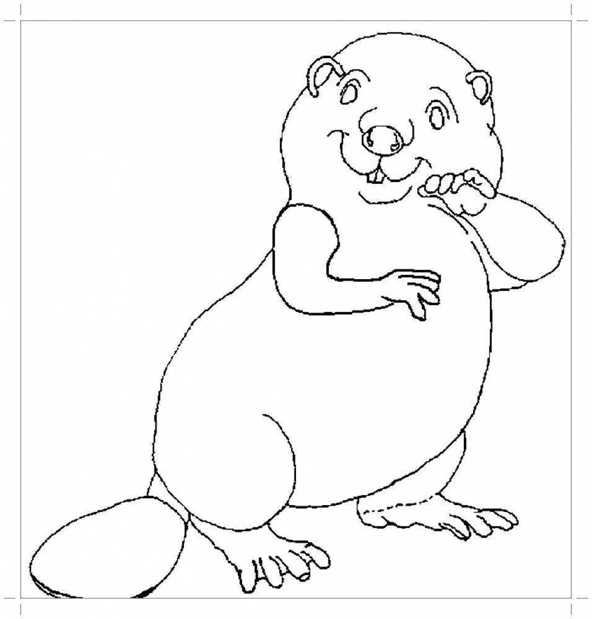 Fancy beaver coloring for kids