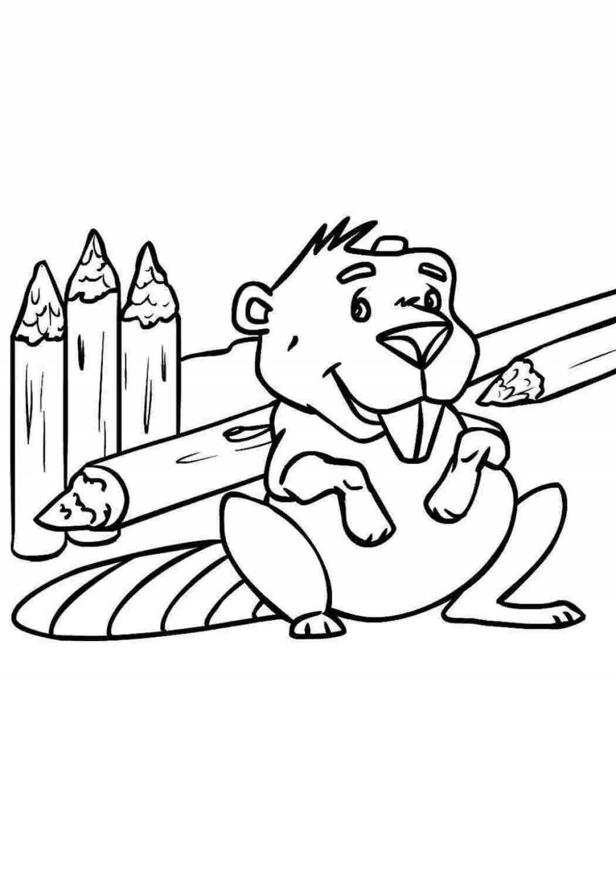 Amazing beaver coloring page for kids