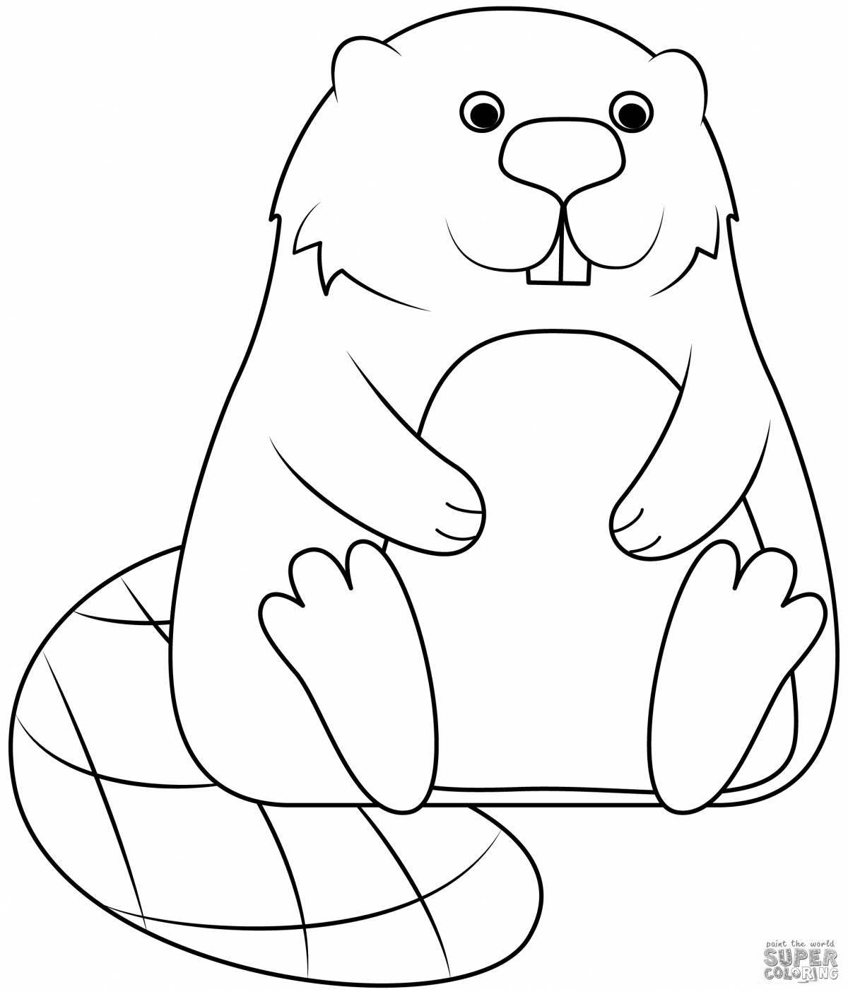 Coloring book nice beaver for kids