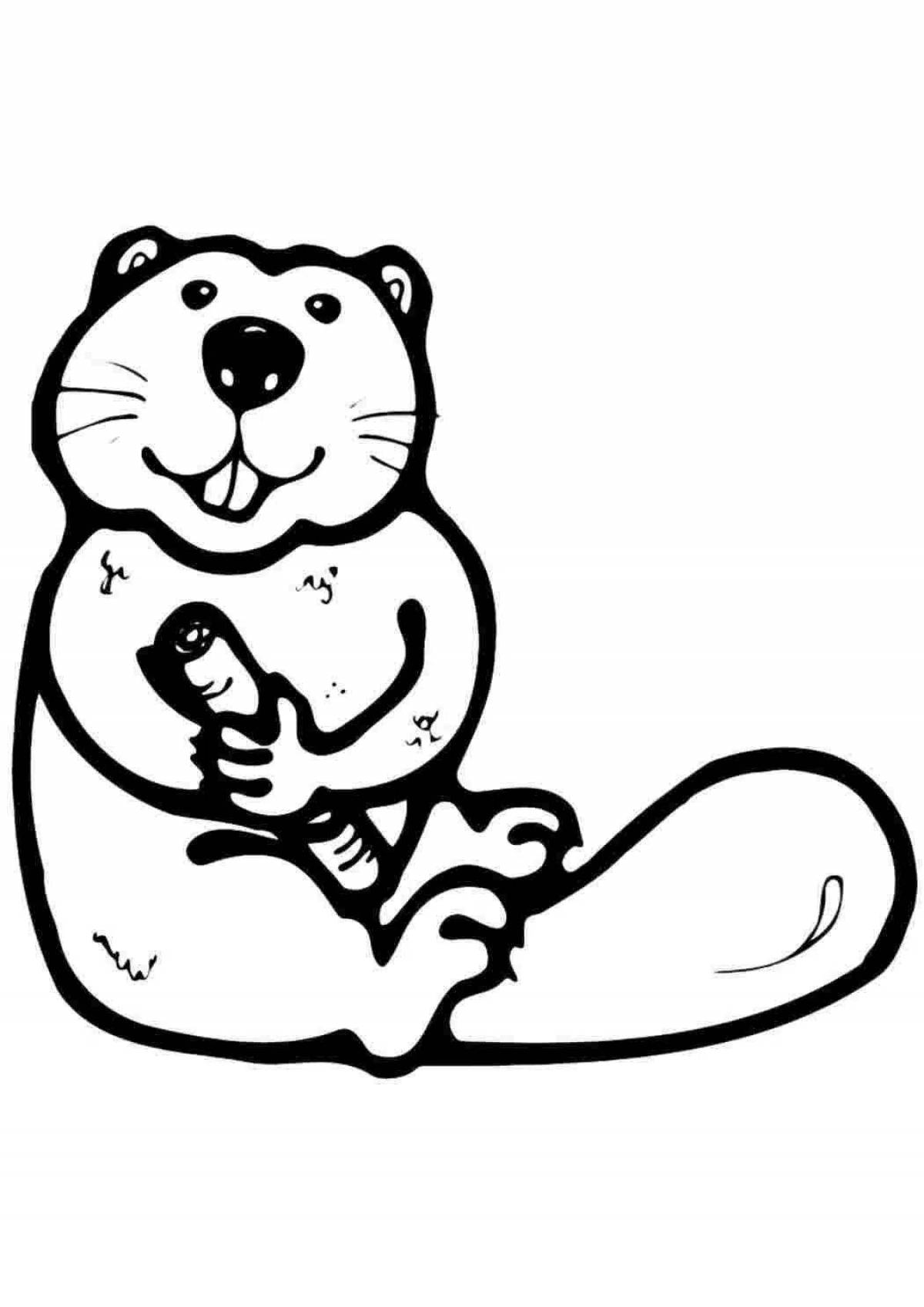 Cute beaver coloring book for kids