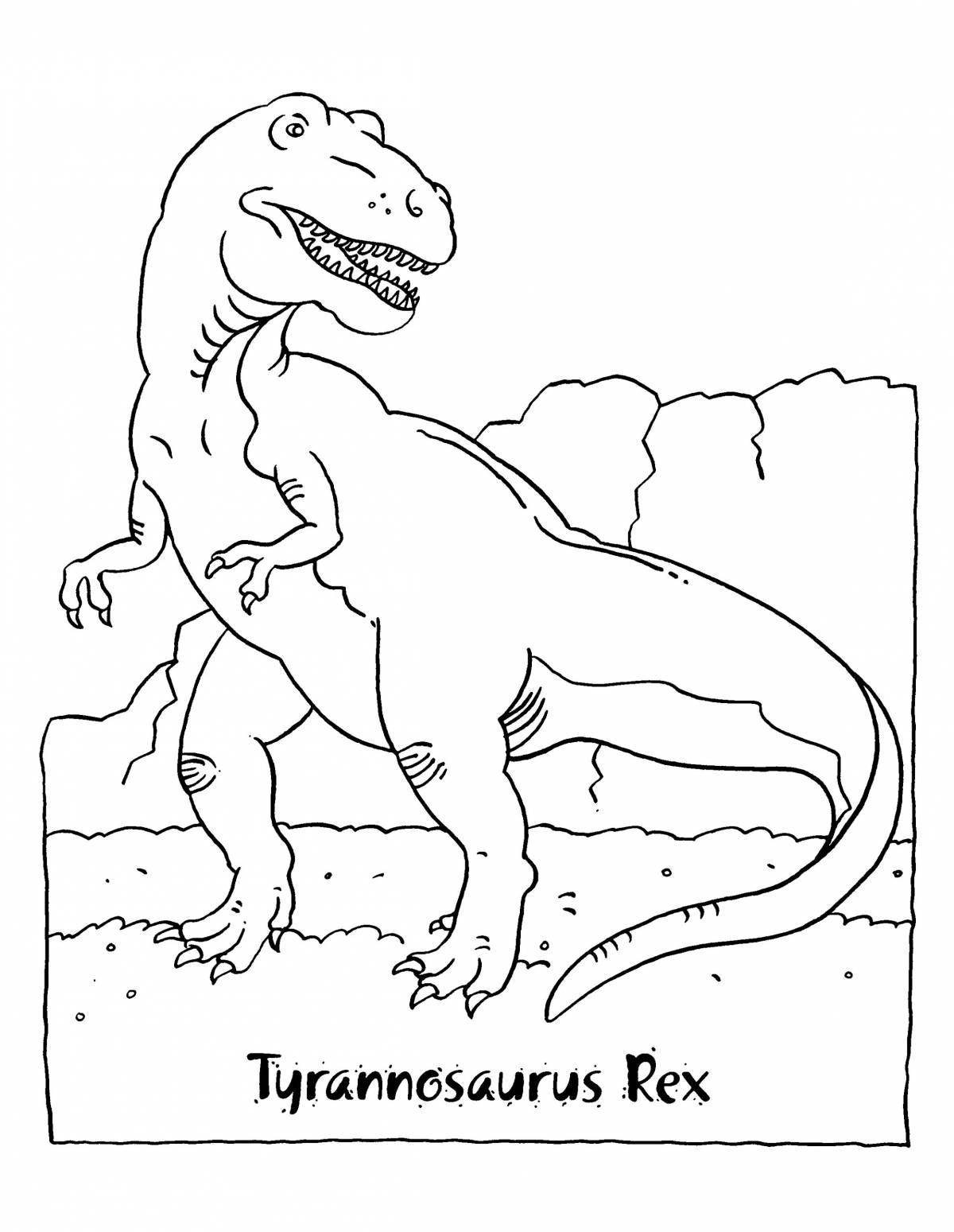 Яркая страница раскраски тираннозавра для детей