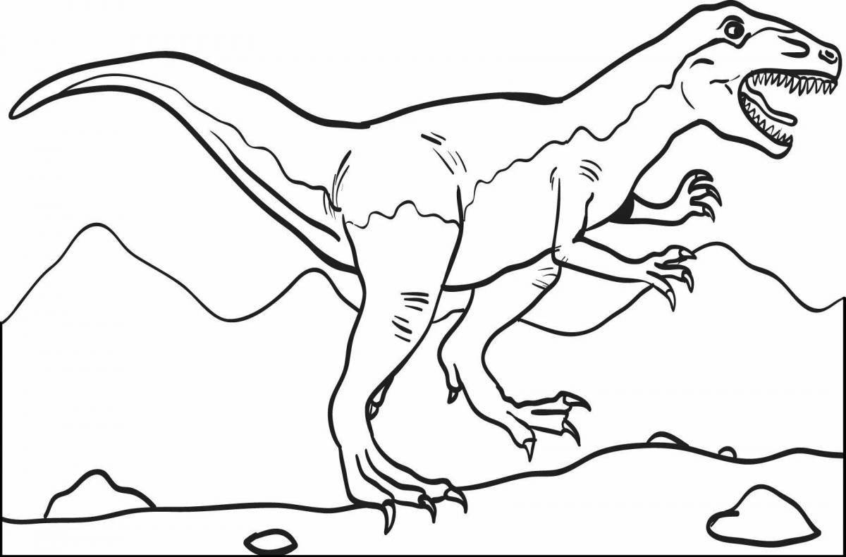 Игривая страница раскраски тираннозавра для детей