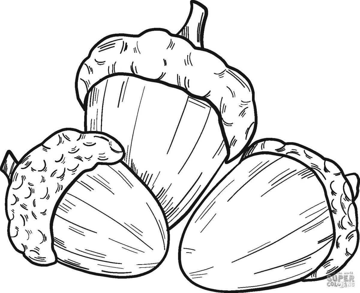Living acorn coloring page for kids