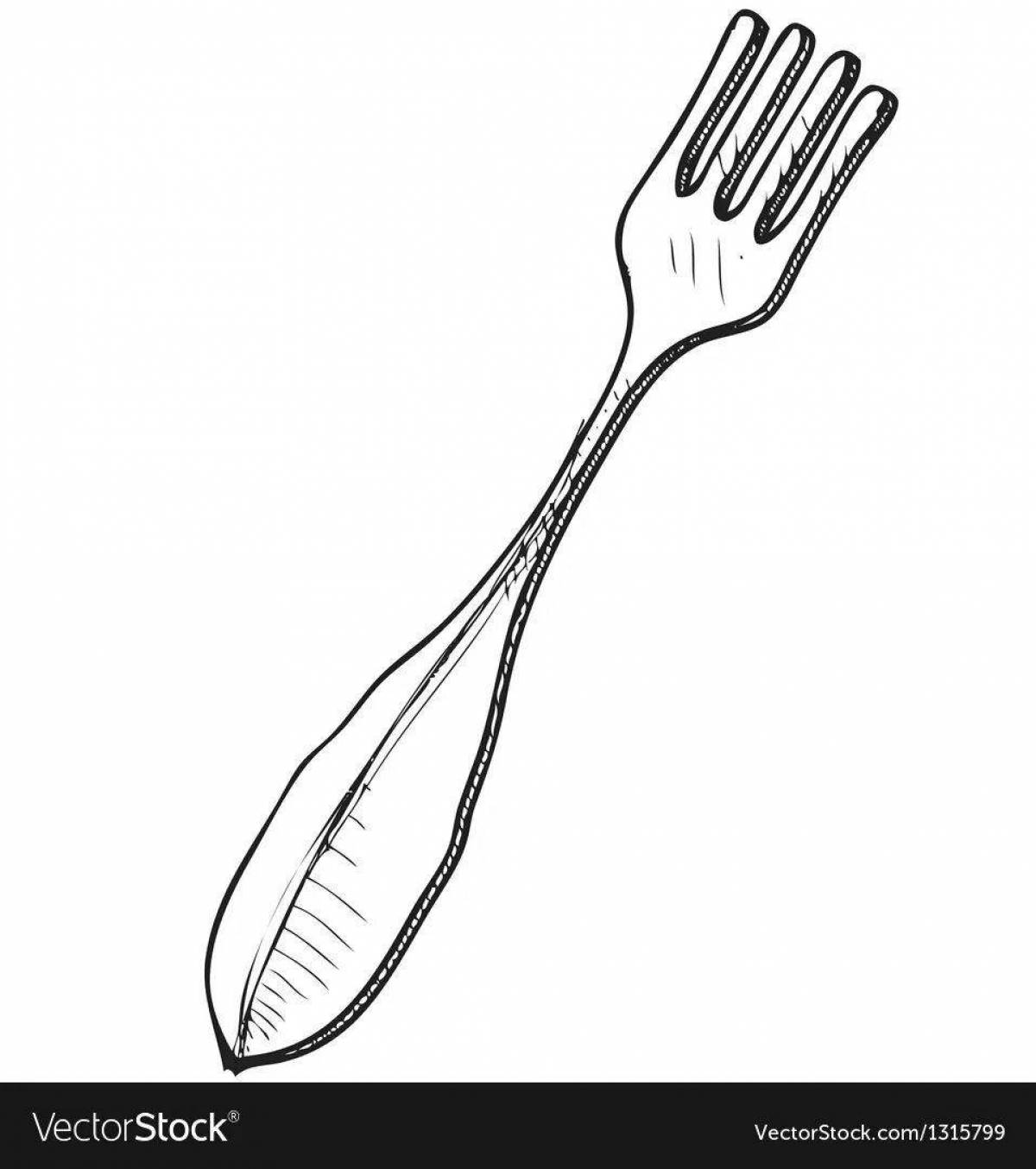 Colorful coloring fork for kids