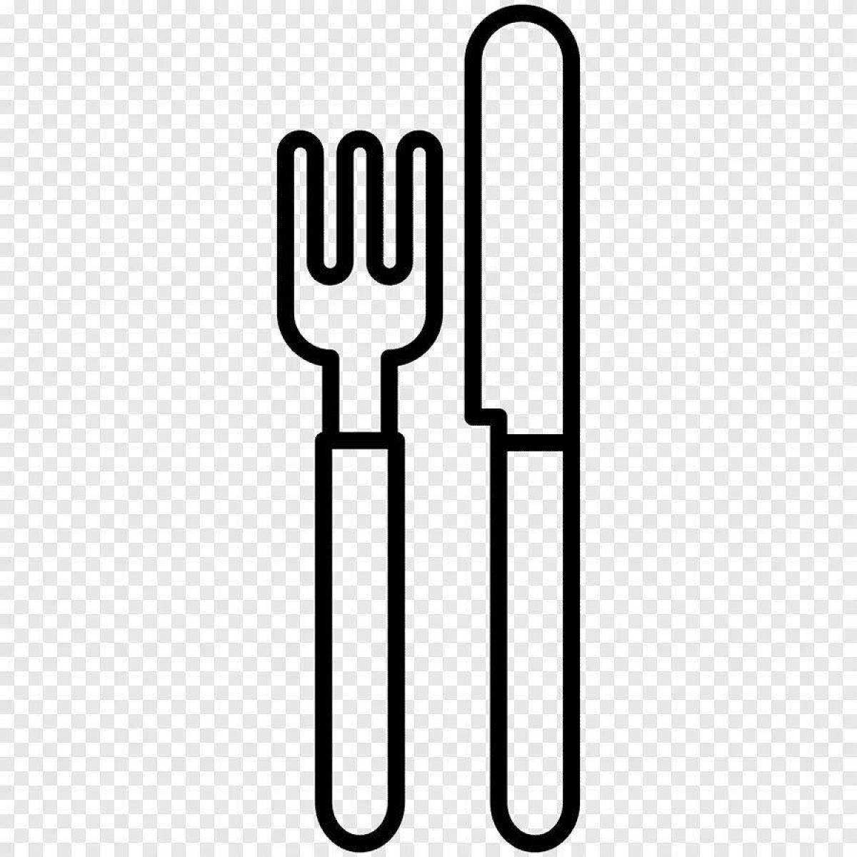 Animated fork coloring page for kids