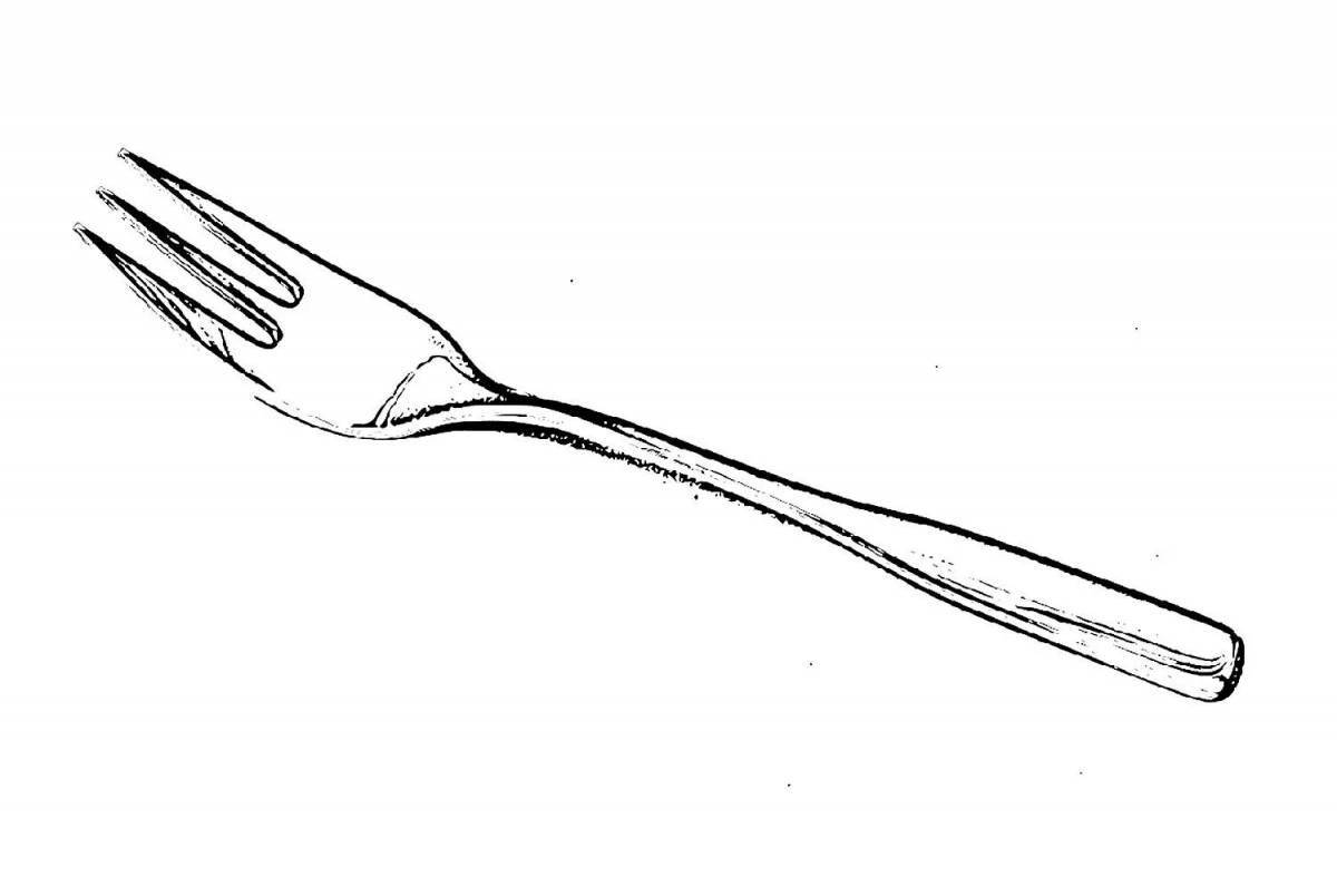 Color-explore fork coloring page for kids
