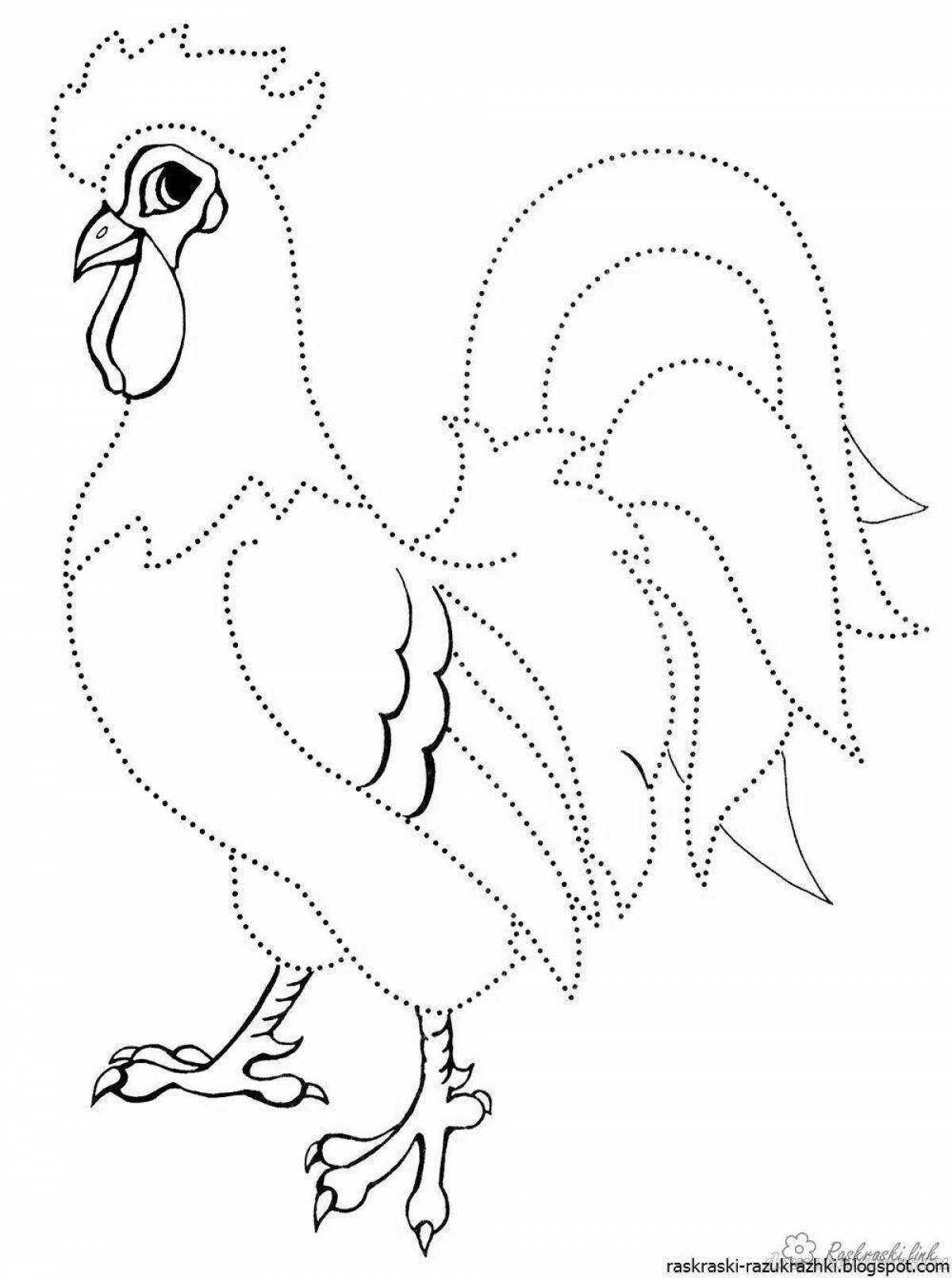 Fancy rooster coloring for toddlers