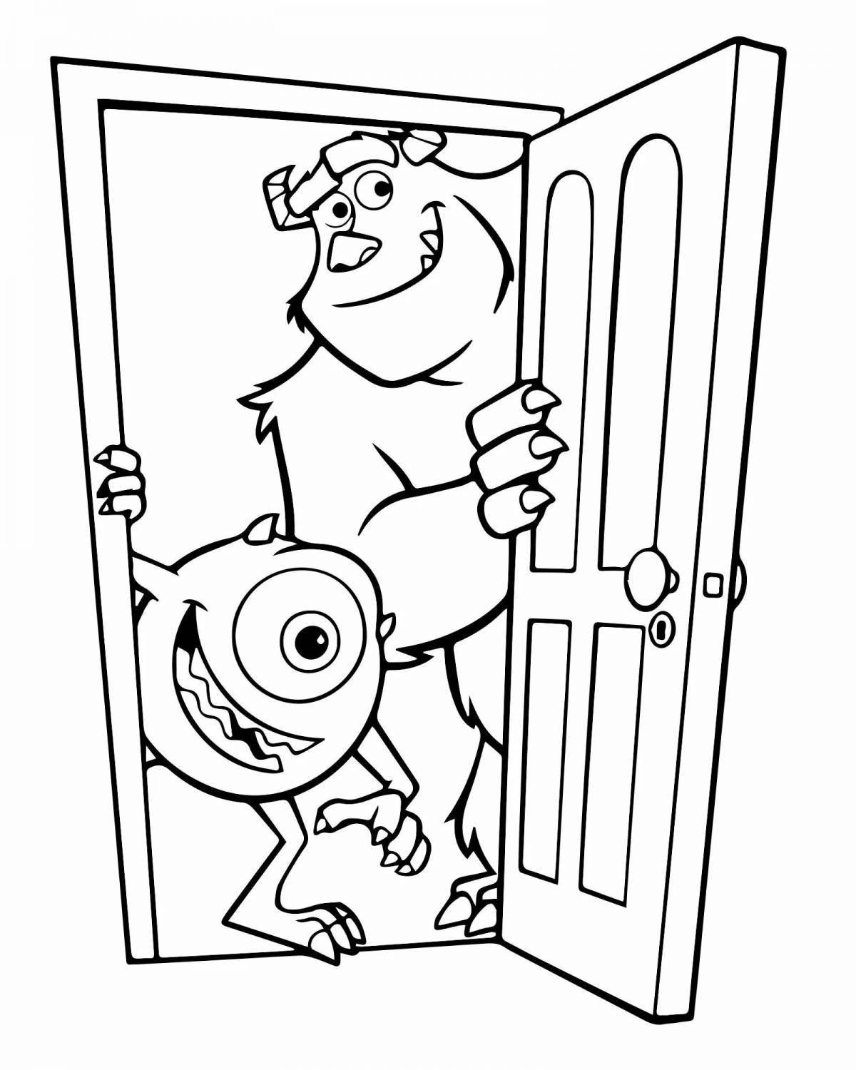 Colorful door coloring page for kids