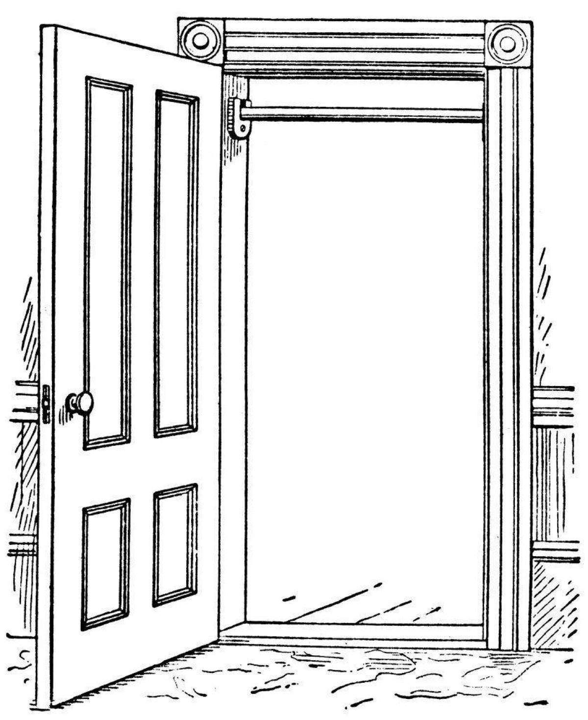 Adorable door coloring page for kids