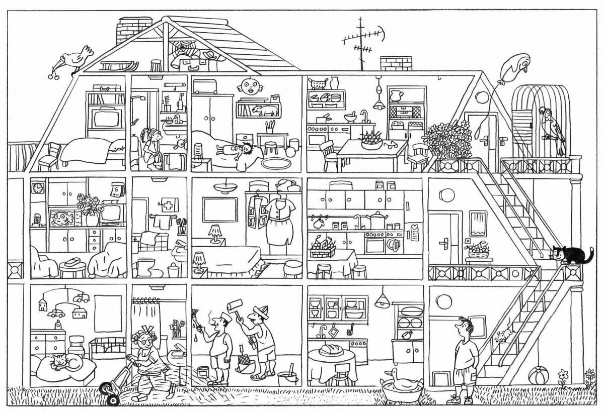 Coloring book shining dollhouse