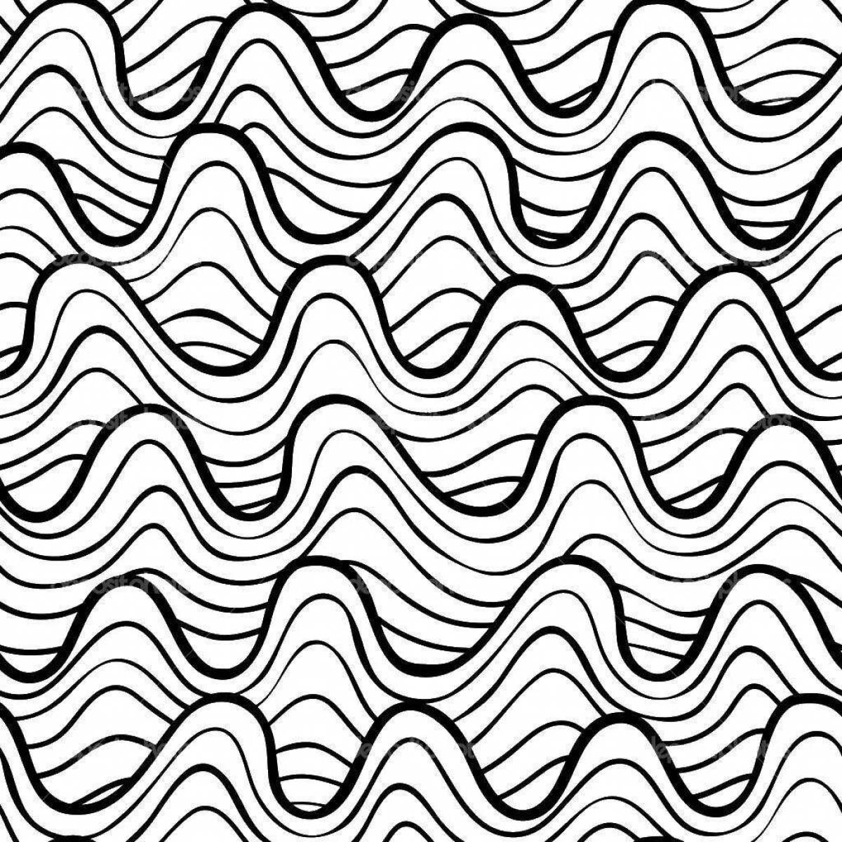 Colorful waves coloring for kids