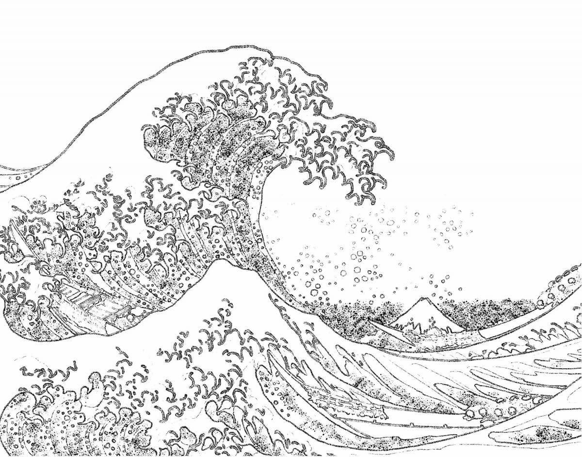 Adorable waves coloring page for kids