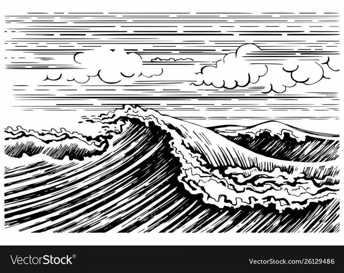 Игривые волны раскраски для детей