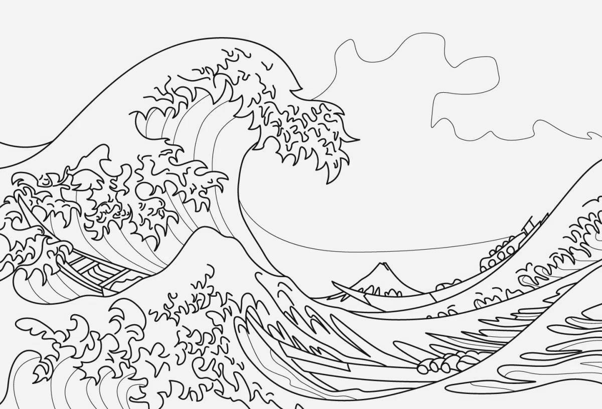 Coloring big waves for kids