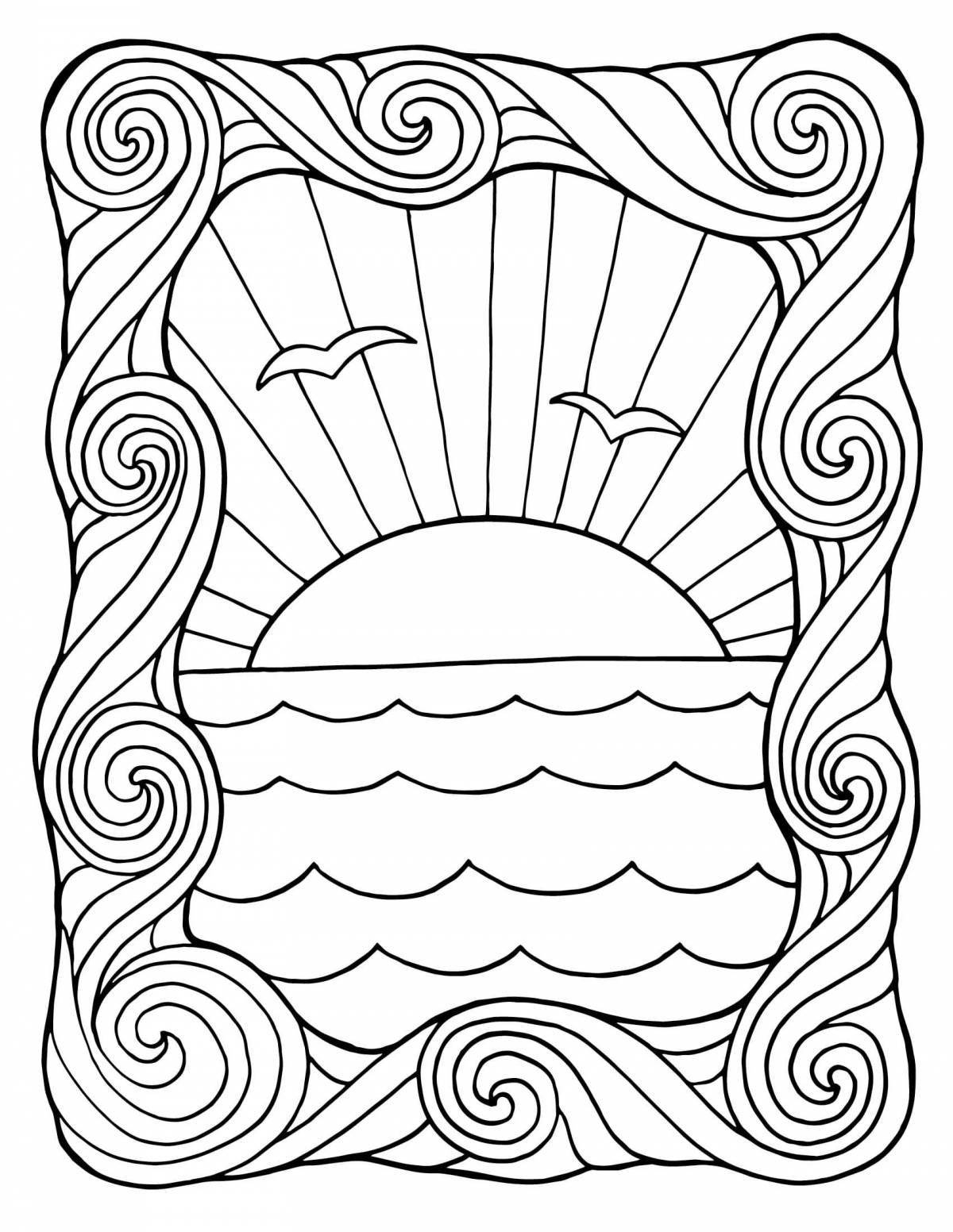 Splendid waves coloring pages for kids