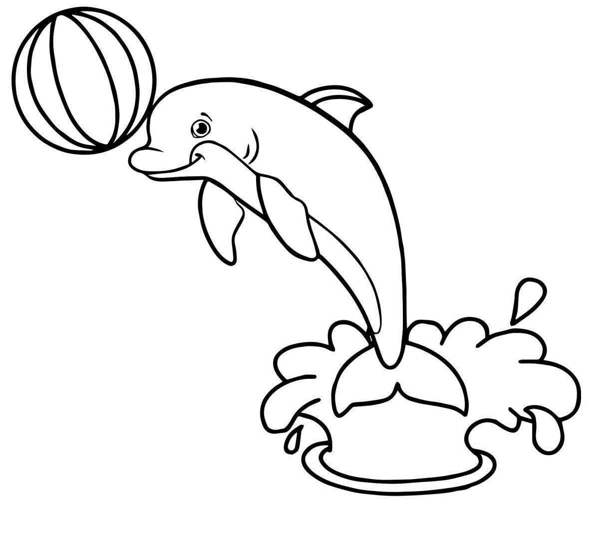 Colorful dolphin coloring page for kids