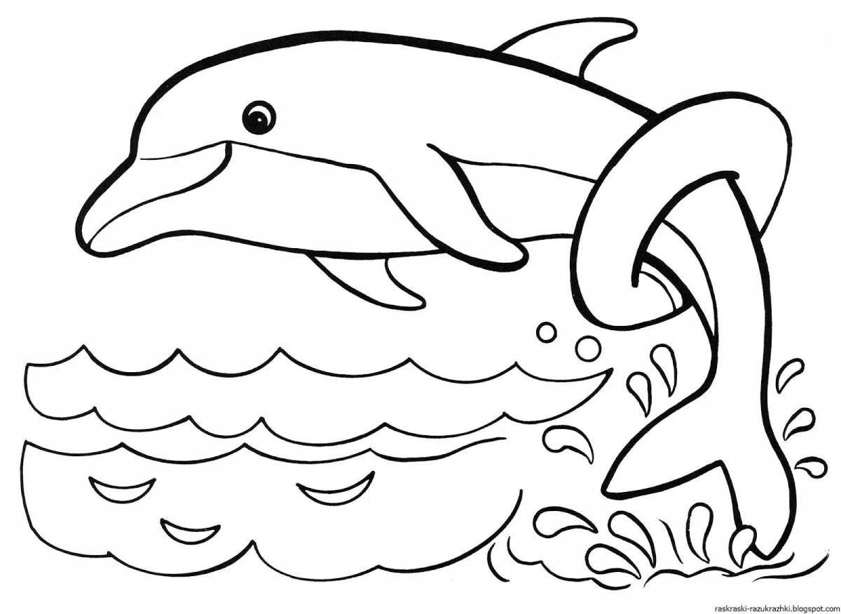 Joyful dolphin coloring book for kids