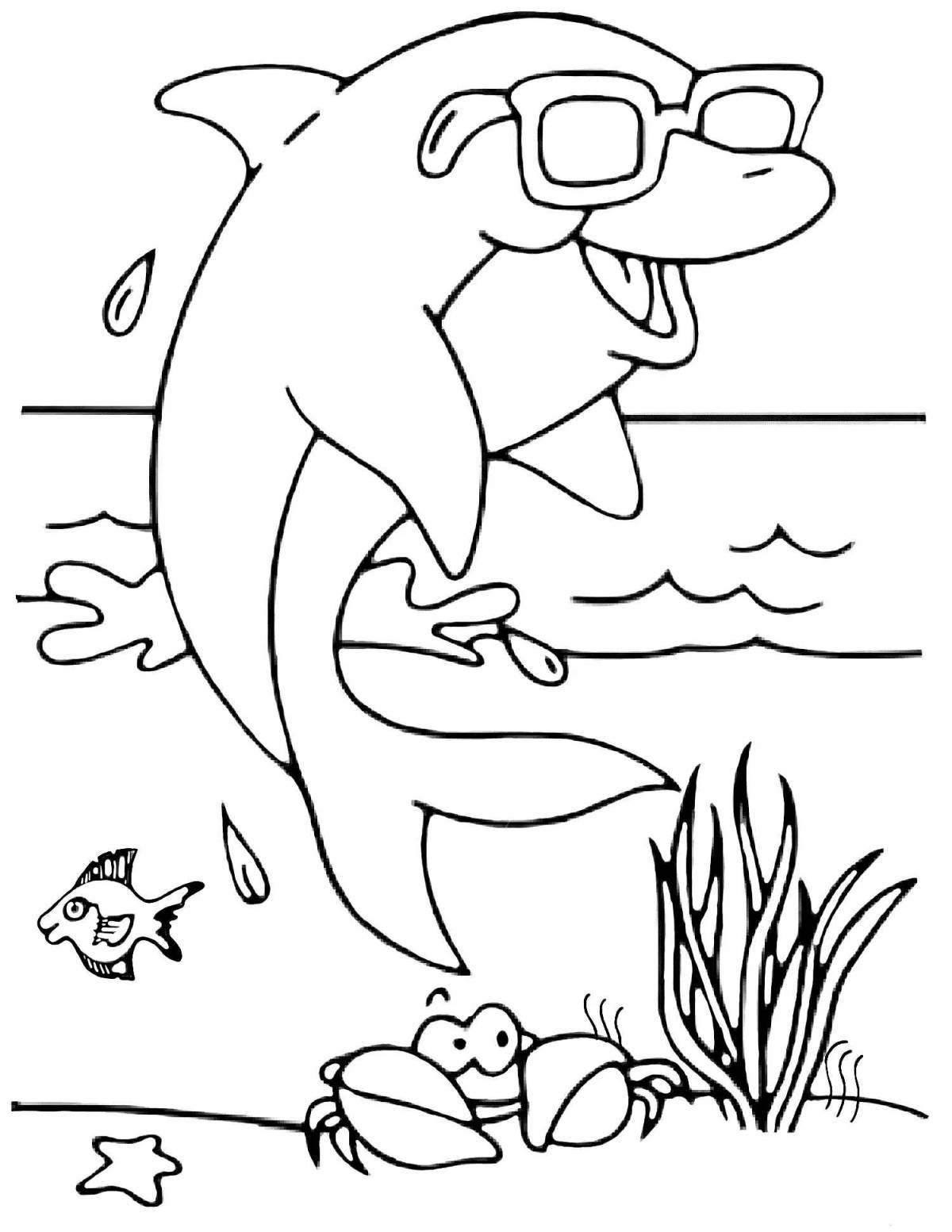 Adorable dolphin coloring book for kids