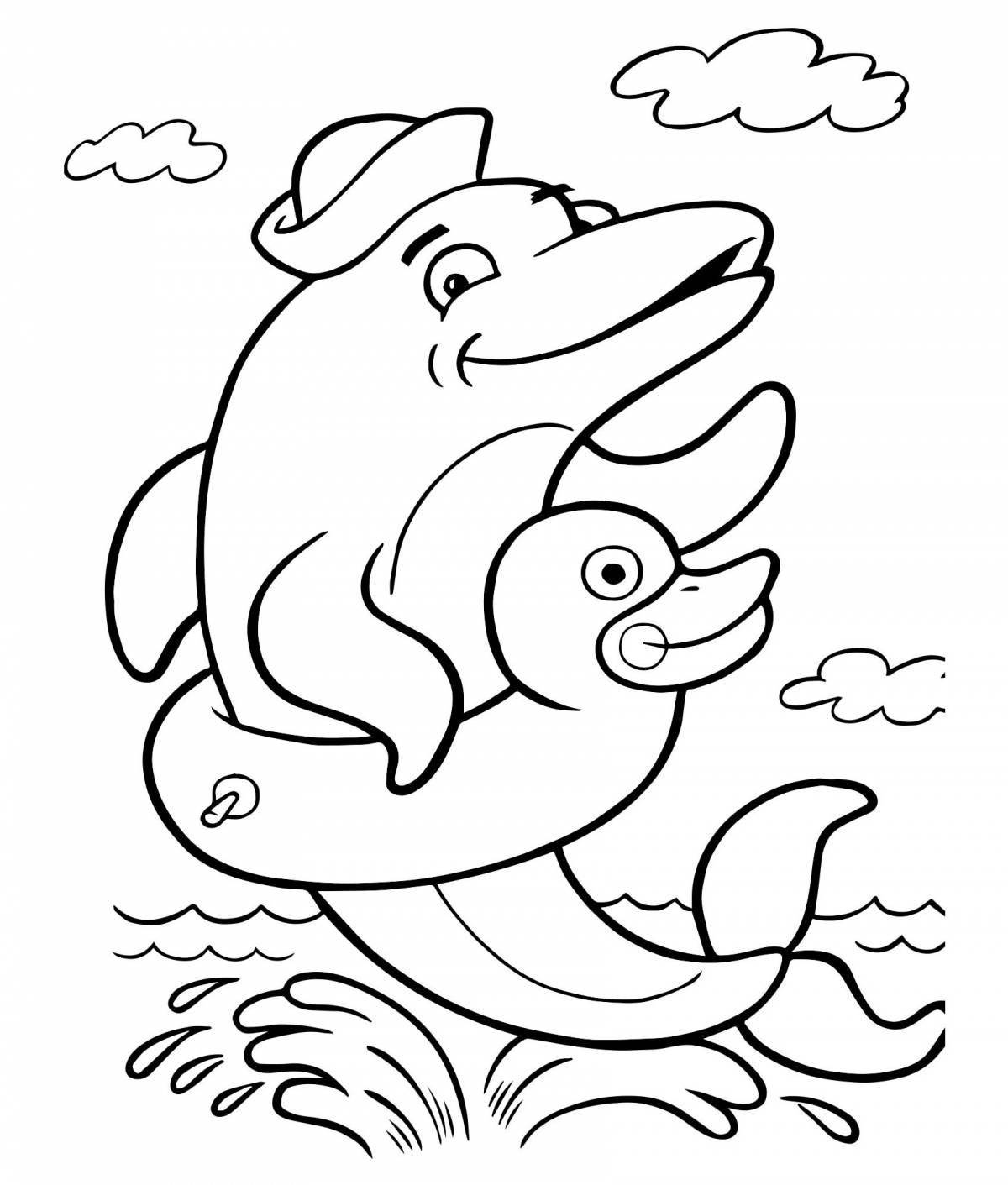 Glowing dolphin coloring book for kids