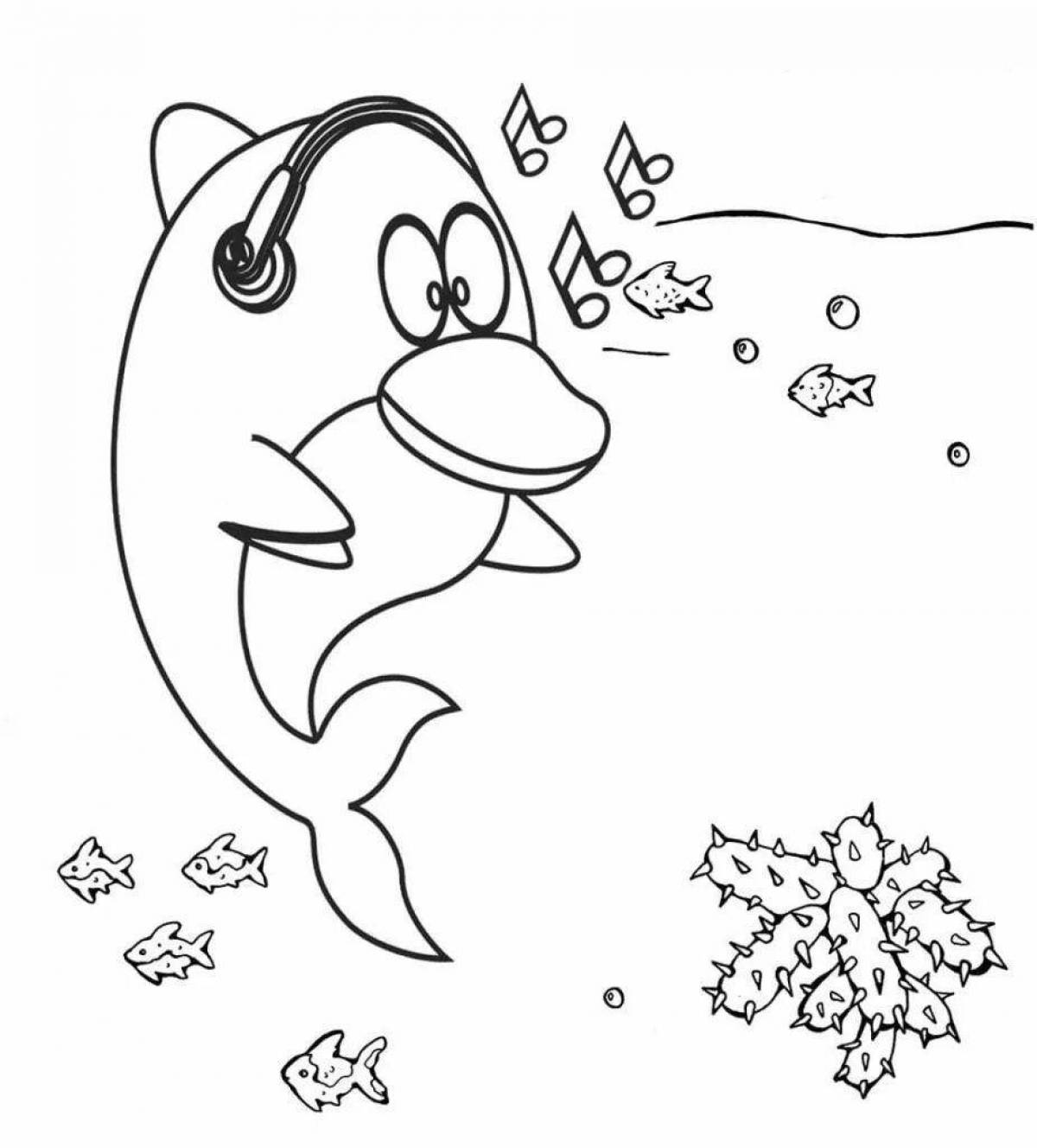 Fabulous dolphin coloring book for kids