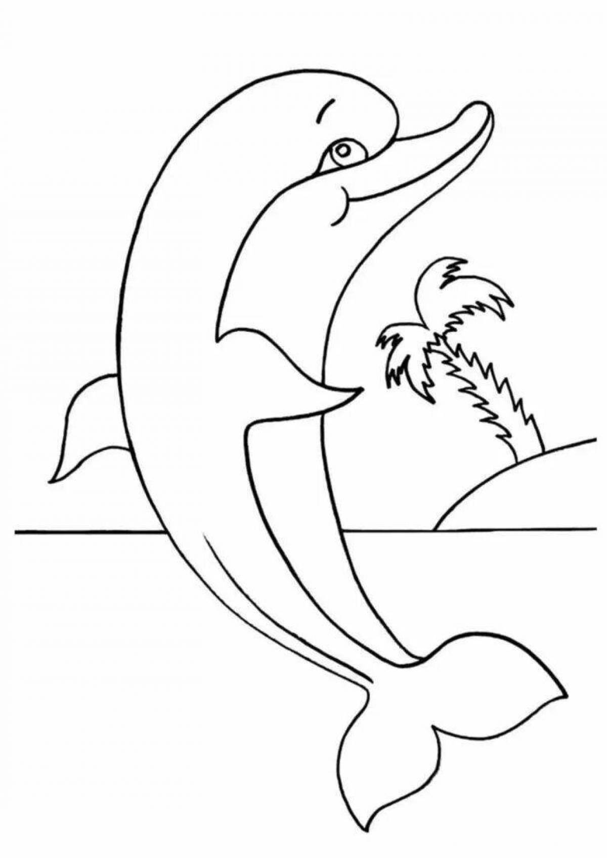 Раскраска очаровательный дельфин для детей