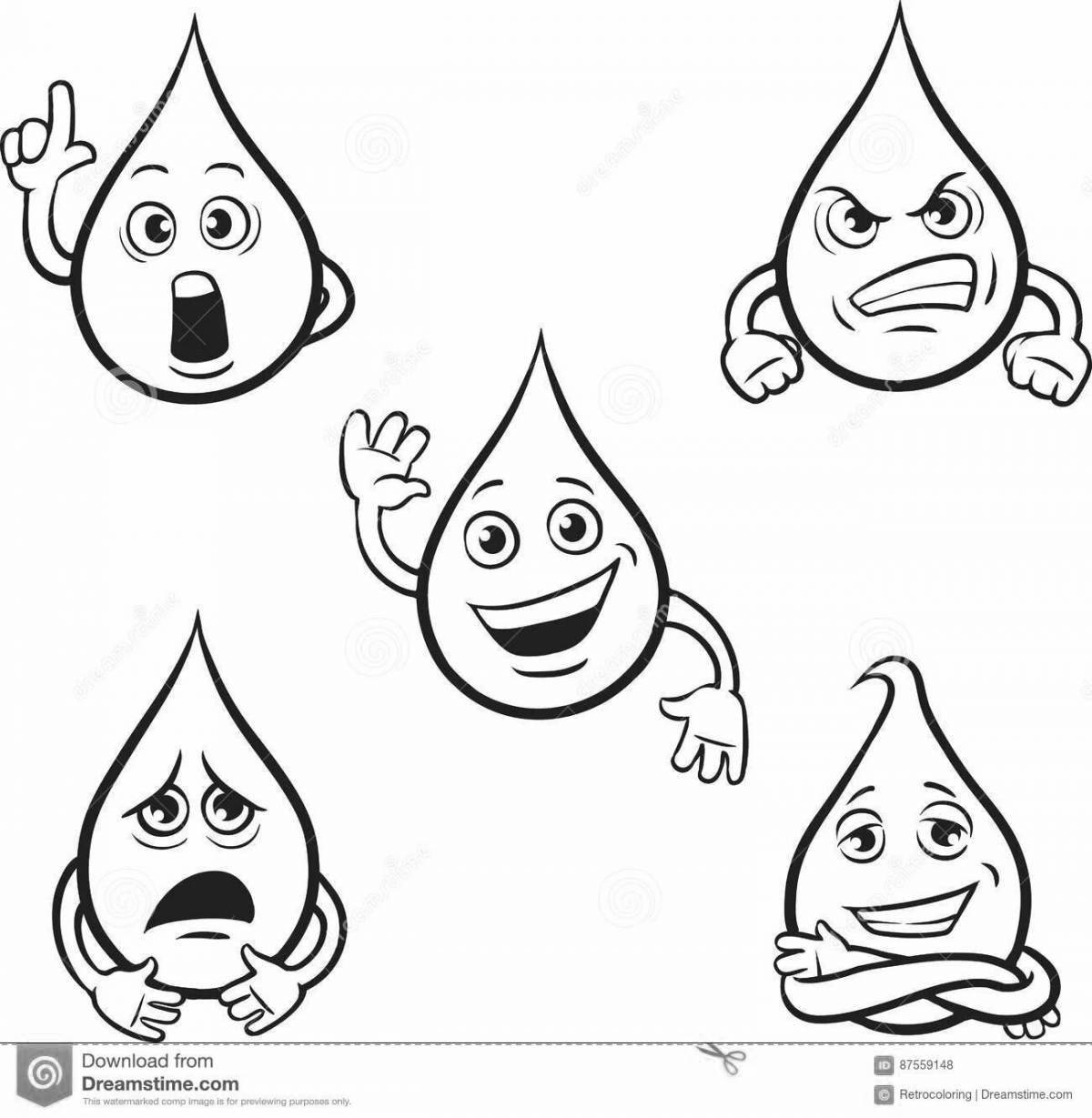 Раскраска Радостная капля воды раскраска для детей