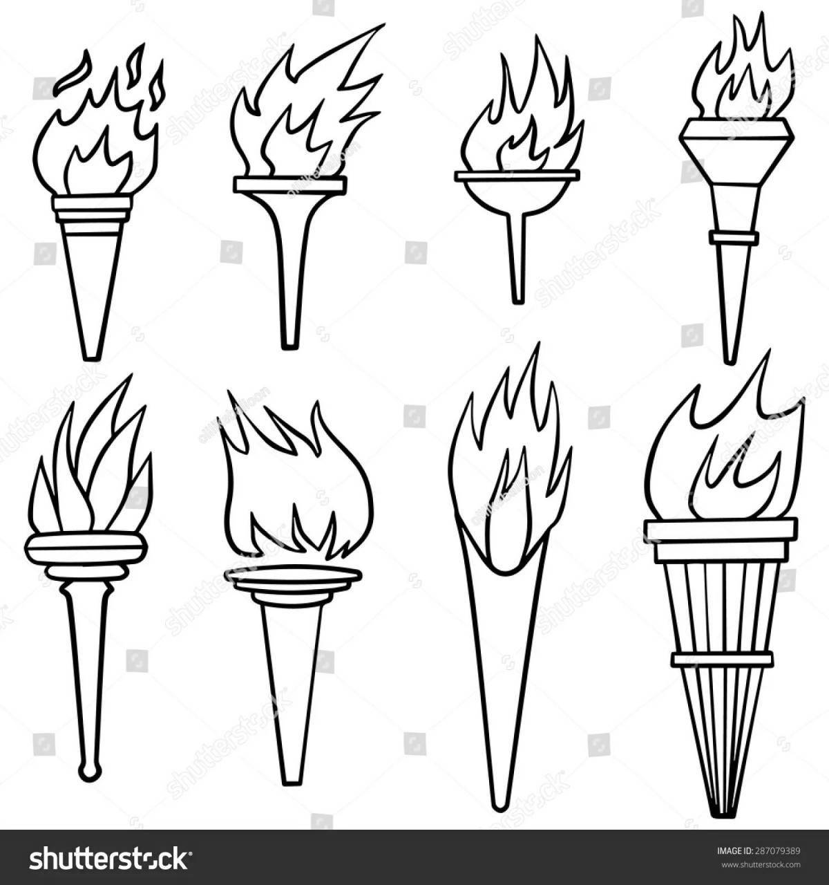 Colorful torch coloring book for kids