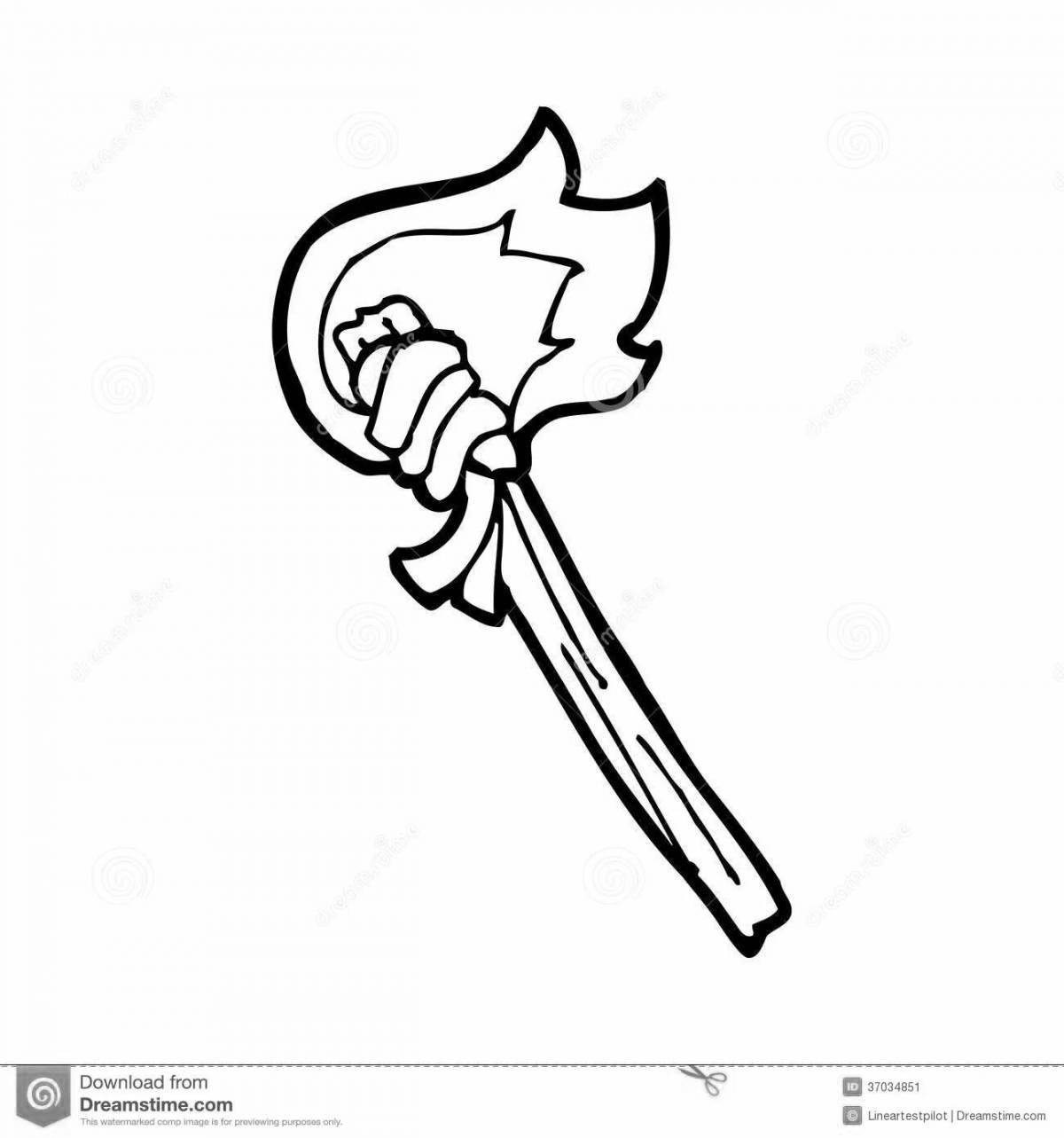 Animated torch coloring page for kids