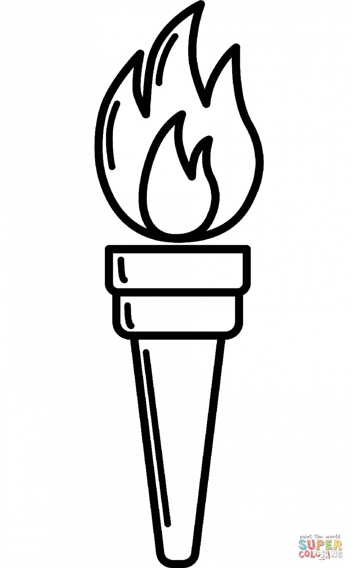 Раскраска Олимпийский факел с пламенем