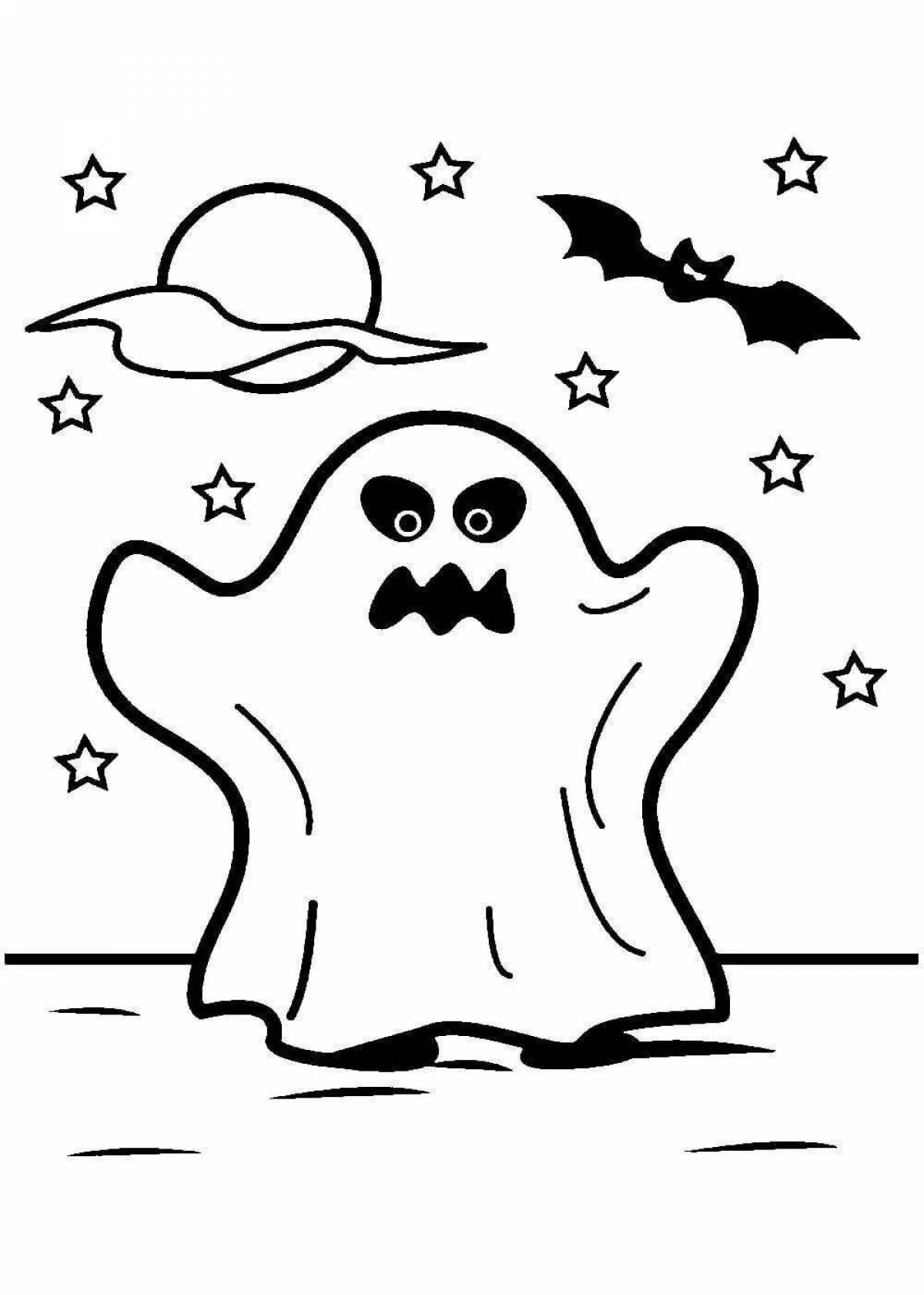 Whimsical ghost coloring for kids