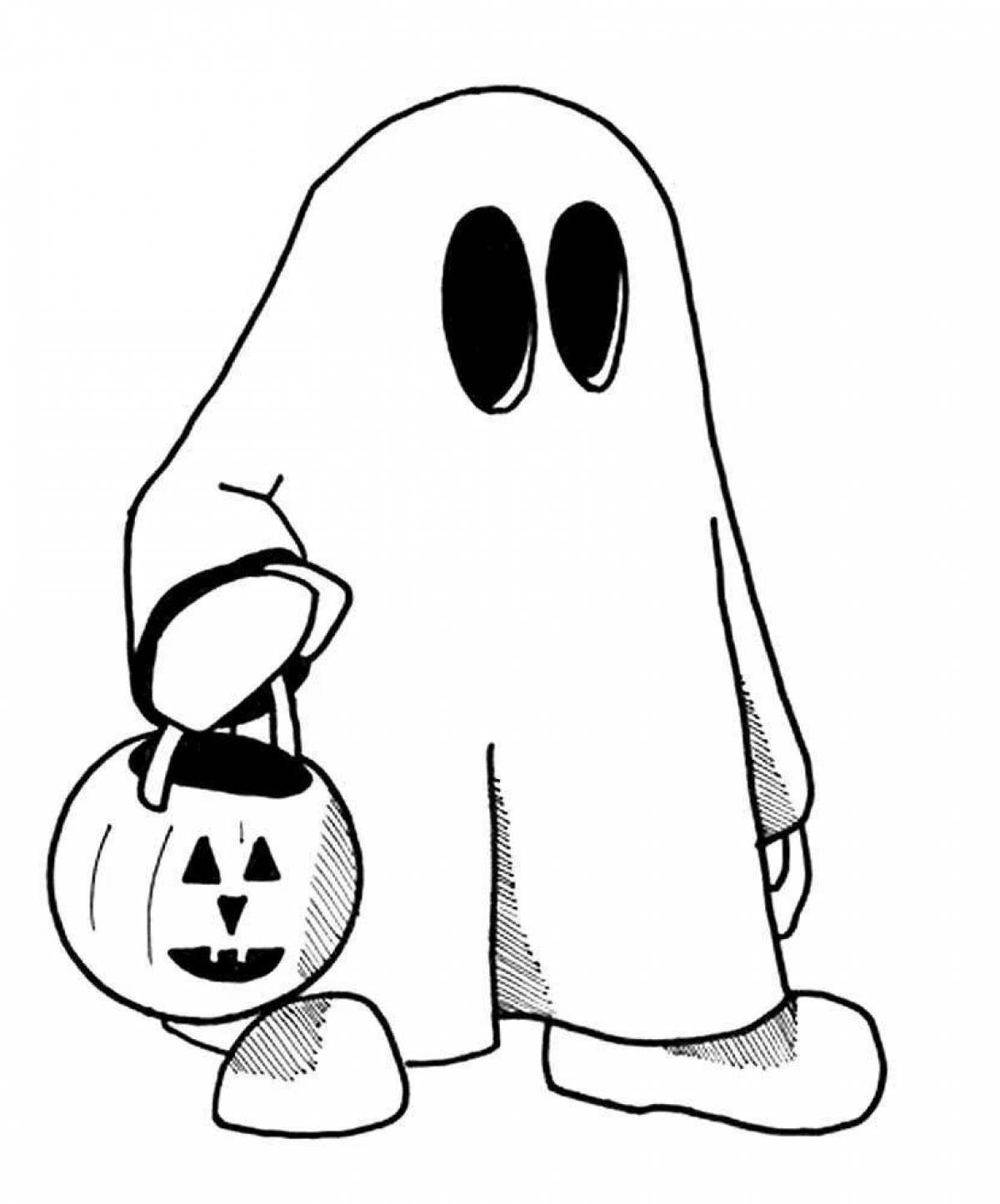 Slanting ghost coloring for kids