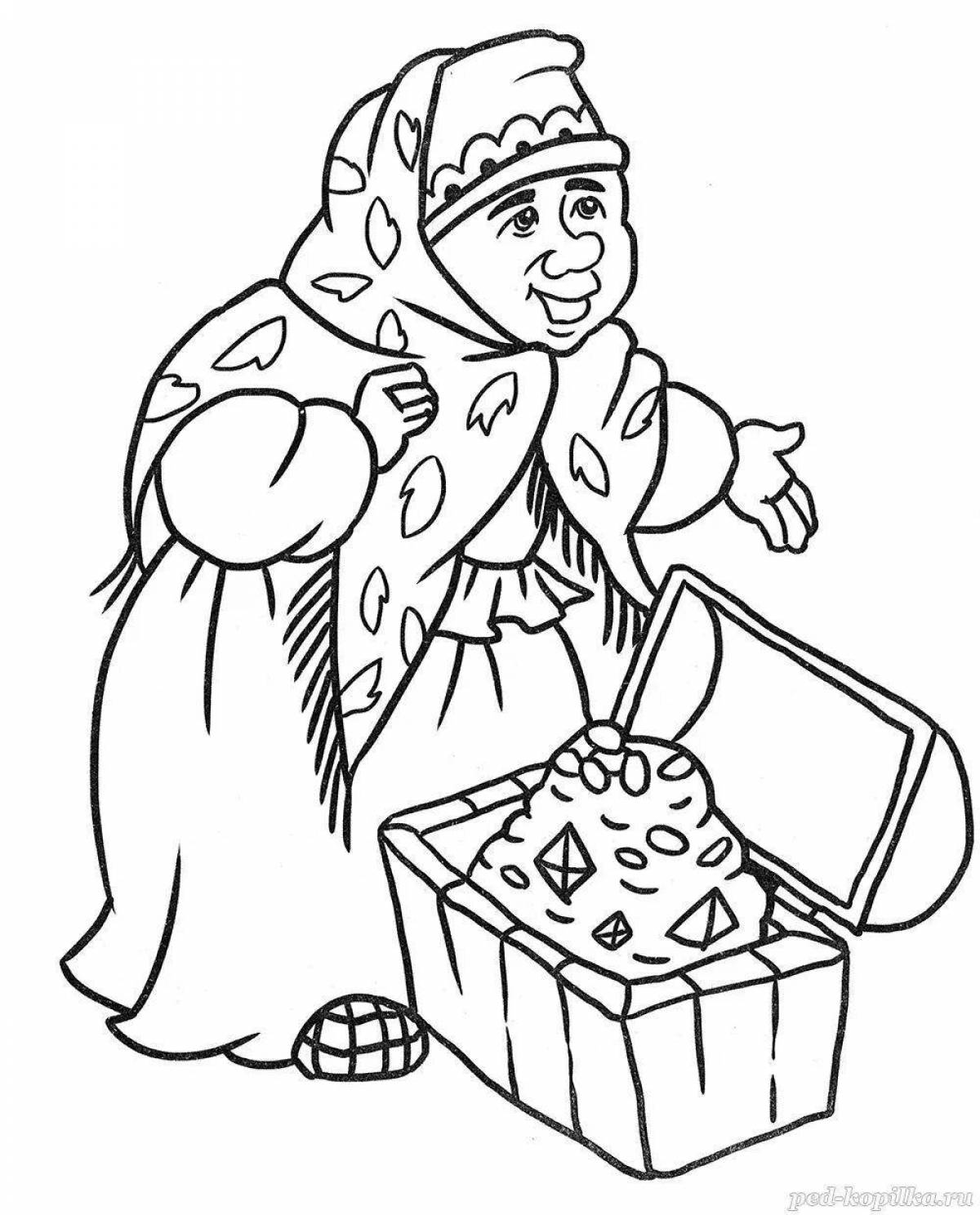 A fascinating coloring book based on Morozko's fairy tale