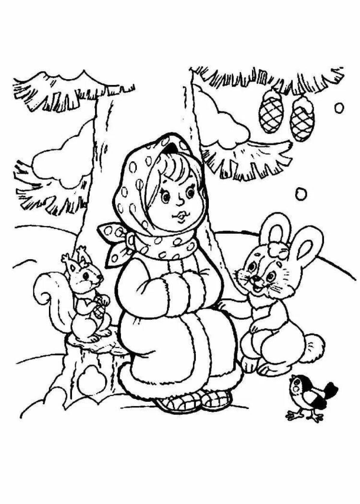 Charming coloring book based on Morozko's fairy tale