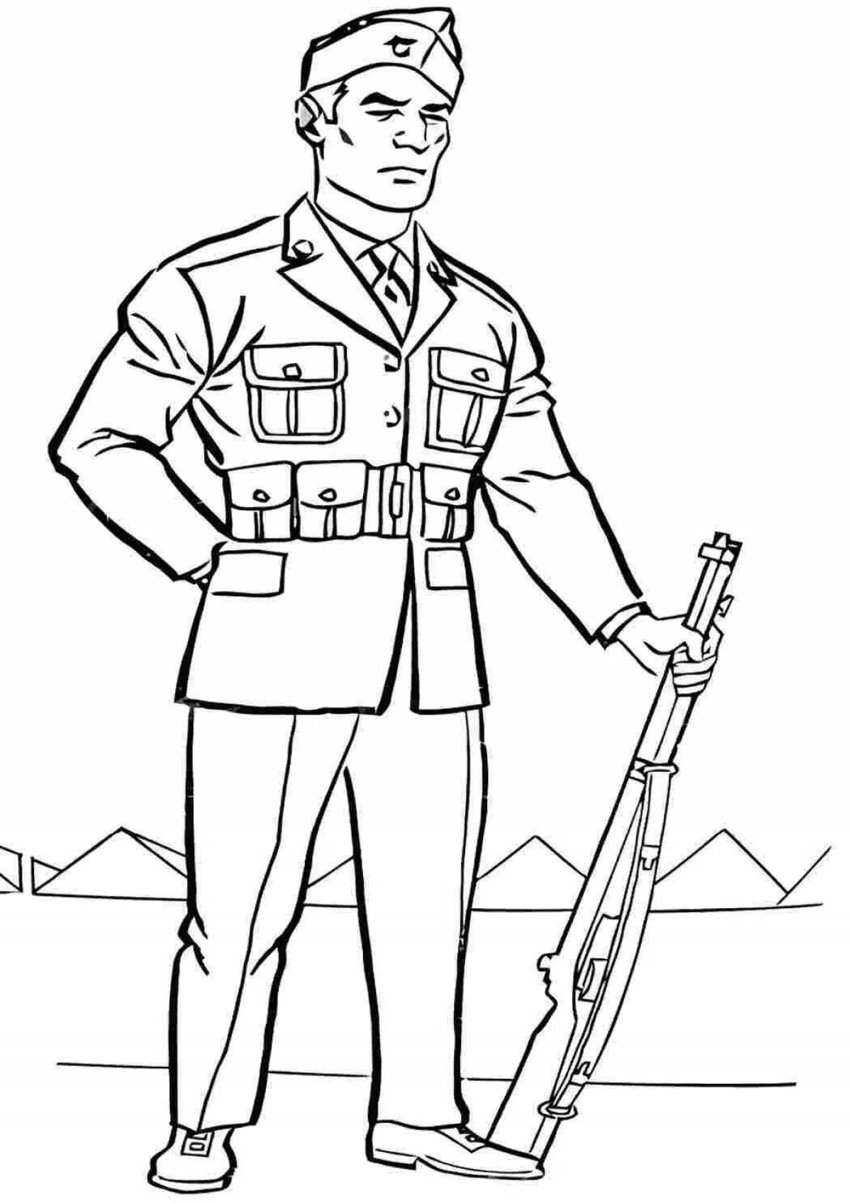Comic coloring Russian soldier for children
