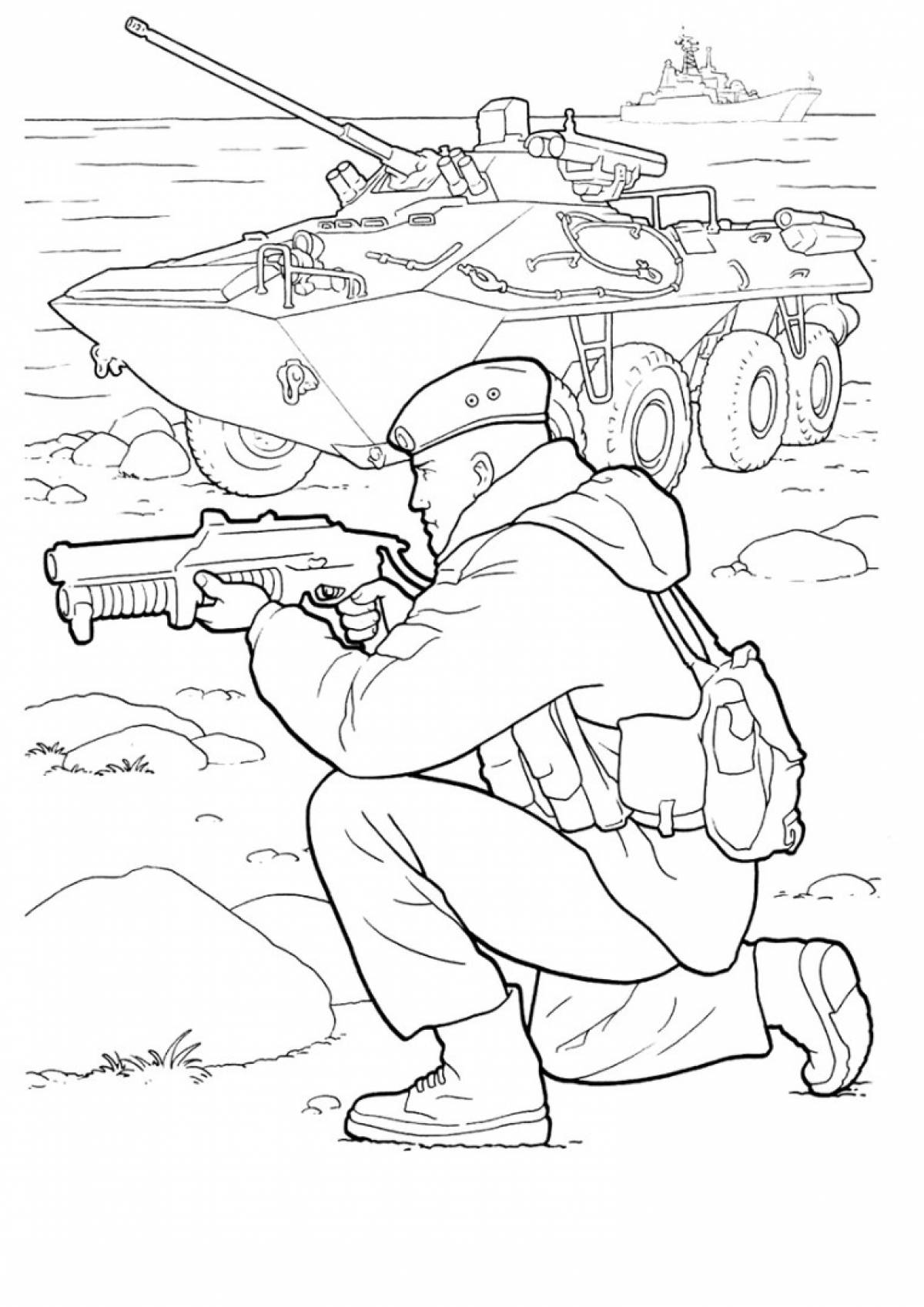 Great russian soldier coloring for kids