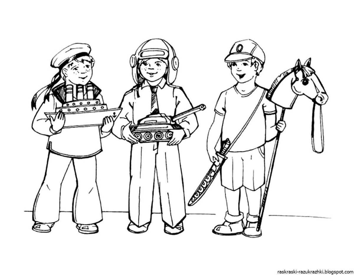 Fabulous military profession coloring book for children