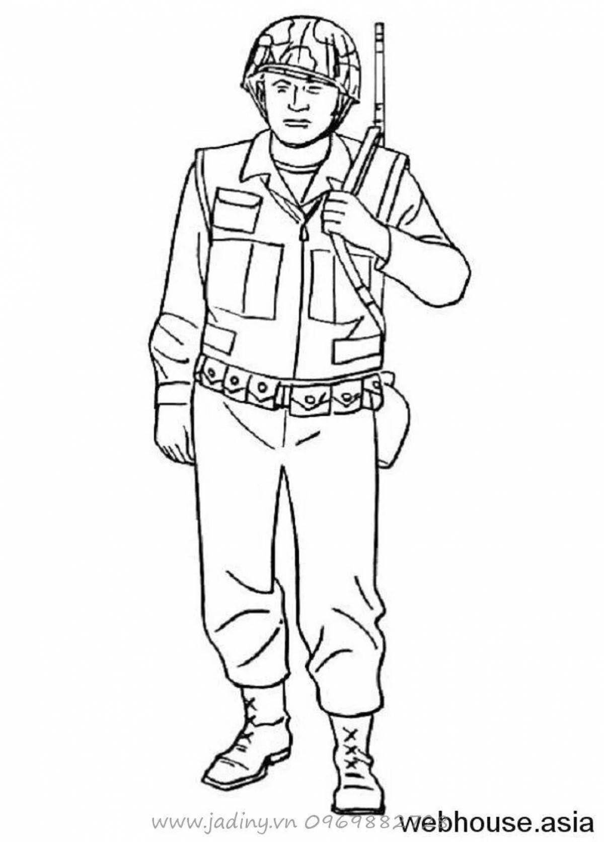 Delightful military profession coloring for youth