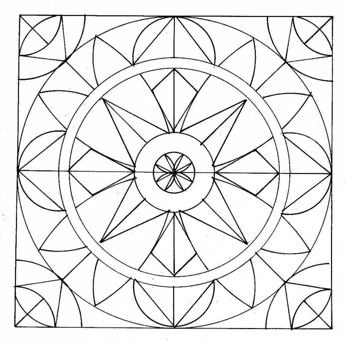 Detailed geometric coloring page for kids