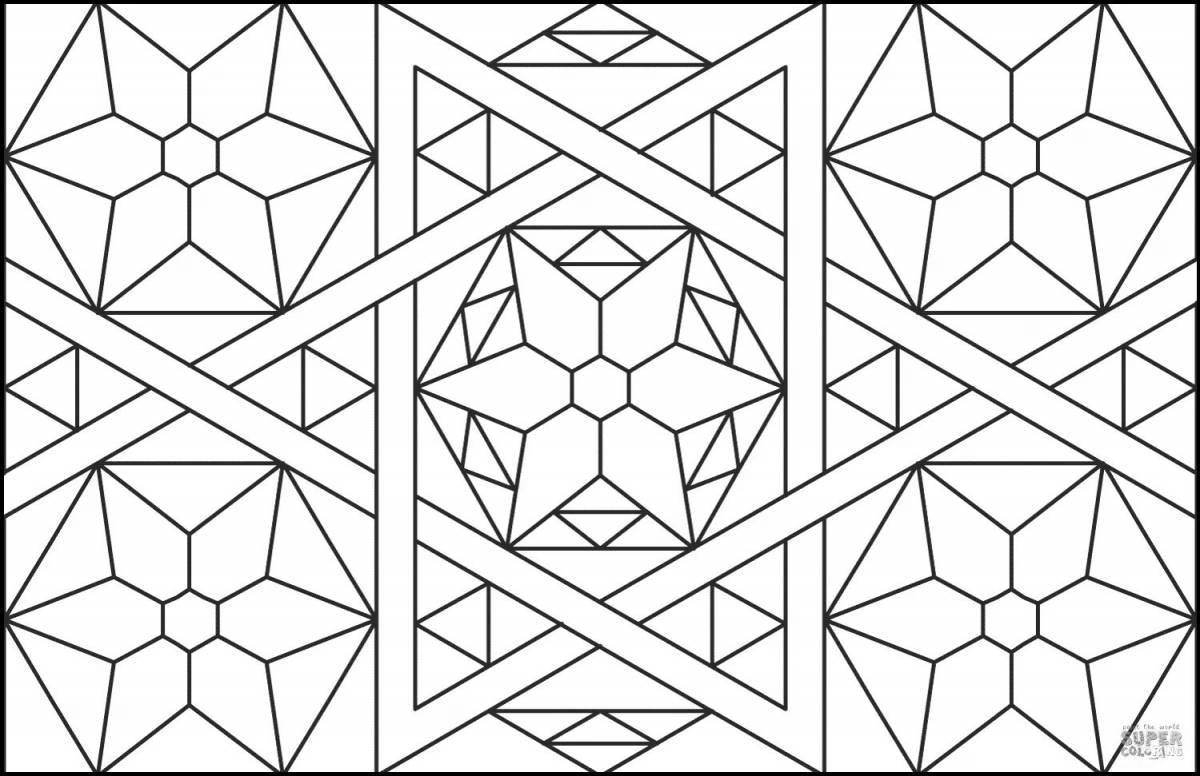 Glitter coloring page with geometric patterns for kids